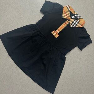 Black Toddler Dress with Signature Plaid Collar